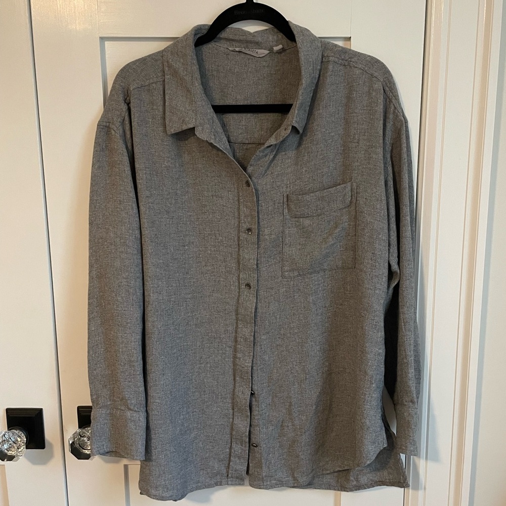 Athleta Charcol Grey Button Down - Sz L